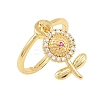 Brass Micro Pave Cubic Zirconia Pendant Finger Rings for Women LS-RJEW-A090-02G-4