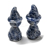 Natural Blue Spot Jasper Carved Healing Cat with Witch Hat Figurines DJEW-D012-07D-2