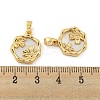 Brass Pave Shell Pendants KK-G490-37G-3