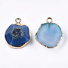 Electroplate Natural Agate Pendants G-T112-18E-2