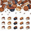 Opaque Resin & Walnut Wood Flat Round Stud Earrings MAK-TA0001-18C-1