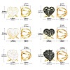 12Pcs 6 Styles Heart Golden Alloy Enamel Scarf Buckle Ring AJEW-CJ0001-34-2