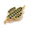 Rack Plating Brass Micro Pave Green Cubic Zirconia Cactus Connector Links KK-U027-01G-2