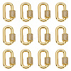 6Pcs Brass Micro Pave Clear Cubic Zirconia Screw Carabiner Lock Charms ZIRC-ME0001-07-1