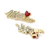 Mother's Day Brass Micro Pave Cubic Zirconia Word Love Heart Mama Connector Charms KK-M324-01B-G-2