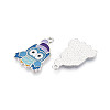 Rack Plating Alloy Enamel Owl Pendants ENAM-T024-72A-P-2