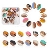 12Pairs 12 Colors Opaque Resin & Walnut Wood Stud Earring Findings MAK-CD0001-05-1