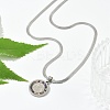 201 Stainless Steel Flat Round Pendant Flat Snake Chain Necklaces for Men NJEW-S387-04P-3