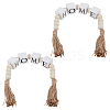 Wood Beaded Garland with Jute Cord Tassels DJEW-WH0042-68A-1