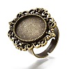 Vintage Adjustable Iron Finger Ring Components Alloy Cabochon Bezel Settings LS-X-PALLOY-Q300-09AB-NR-3