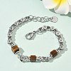 Natural Tiger Eye Link Chain Bracelets for Women BJEW-Z148-06P-03-1