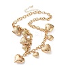 Alloy Flower Textured Heart Bib Necklaces for Women LS-NJEW-S458-01G-4