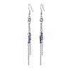 Round 304 Stainless Steel Natural Sodalite Dangle Earrings EJEW-JE06783-02-3