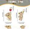 4Pcs 2 Style Brass Micro Pave Cubic Zirconia Charms KK-HY0003-14-2