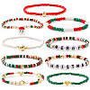 9Pcs Christmas Acrylic & Polymer Clay & Glass Beads Stretch Bracelets QX4351-7-5