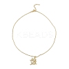 Golden Plated Brass Micro Pave Clear Cubic Zirconia Pendant Necklaces LS-NJEW-L178-01G-01-2