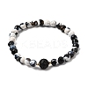 Natural Fire Crackle Agate & Lava Rock Stretch Bracelet BJEW-JB08362-2