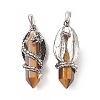 Natural Tiger Eye Pointed Pendants G-C051-01J-3