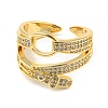 Rack Plating Brass Micro Pave Cubic Zirconia Open Cuff Ring for Women RJEW-F153-02G-2