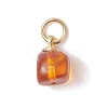 Natural Amber Cube Charms PALLOY-JF04971-01-3