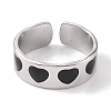 Heart 304 Stainless Steel Enamel Open Cuff Rings for Women RJEW-F166-28P-01-2
