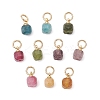 Natural Multicolor Tourmaline Table Cut Cube Charms with 304 Stainless Steel Findings PALLOY-JF04873-1