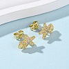 Brass Micro Pave Clear Cubic Zirconia Earrings LS-EJEW-D328-03G-02-3