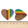 Pride Rainbow Theme Resin & Walnut Wood Pendants X-WOOD-K012-03-3