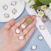 10Pcs Electroplated Natural Keshi Pearl Flat Round Connector Charms PEAR-HS0001-11-3