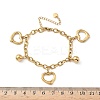 304 Stainless Steel Charm Bracelets for Women BJEW-G750-02B-G-3