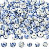 100Pcs 2 Styles Handmade Flower Printed Porcelain Ceramic Beads PORC-LT0001-11-1
