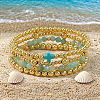 5Pcs 5 Styles Handmade Brass & Natural Amazonite & Glass Beads Stretch Bracelet Set OI0028-5-1