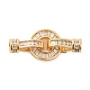 Brass Pave Clear Glass Fold Over Clasps KK-F860-28G-1