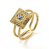 Ion Plating(IP) 304 Stainless Steel Rhinestone Square Finger Rings for Women Men STAS-Z060-01G-1