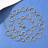 304 Stainless Steel 8MM and 12MM Ring Link Chain Necklaces NJEW-P343-02B-G-1