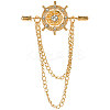 2Pcs Helm Zinc Alloy Hanging Chain Brooches with Crystal Rhinestone FIND-GF0006-83G-1