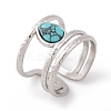 Teardrop 304 Stainless Steel Open Cuff Rings RJEW-G314-05P-2
