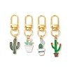 Cactus Alloy Enamel Pendant Decorations HJEW-JM02887-2