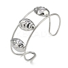 Non-Tarnish 304 Stainless Steel Wide Hollow Textured Horse Eye Opaen Cuff Bangles BJEW-Q348-06P-01-1