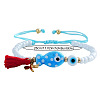Cotton Tassel & 304 Stainless Steel Charm Bracelets AF1826-2