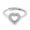 Heart Adjustable 925 Sterling Silver Ring Components STER-G042-06P-2