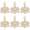 Beebeecraft 6Pcs Brass Micro Pave Clear Cubic Zirconia Charms ZIRC-BBC0002-18-1