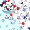 75Pcs 12 Styles Independence Day Theme Wood European Beads WOOD-FS0001-22-8
