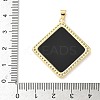 Brass Micro Pave Cubic Zirconia Resin Pendants KK-L239-047G-B-4