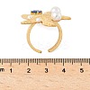 304 Stainless Steel Micro Pave Cubic Zirconia Plastic Pearl Cuff Rings RJEW-D310-02C-G-5