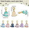 16Pcs 8 Style Cat Shape Alloy Enamel Pendant Locking Stitch Markers HJEW-SC00031-2