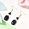 Synthetic Goldstone Rectangle Dangle Earrings EJEW-JE06601-03-1