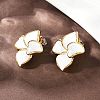304 Stainless Steel Enamel Flower Stud Earrings EJEW-A138-02G-3