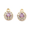 Brass Micro Pave Cubic Zirconia Charms KK-L222-001G-03-1