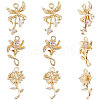 9Pcs 3 Style Brass Micro Pave Cubic Zirconia Pendants Sets KK-BBC0007-54-1